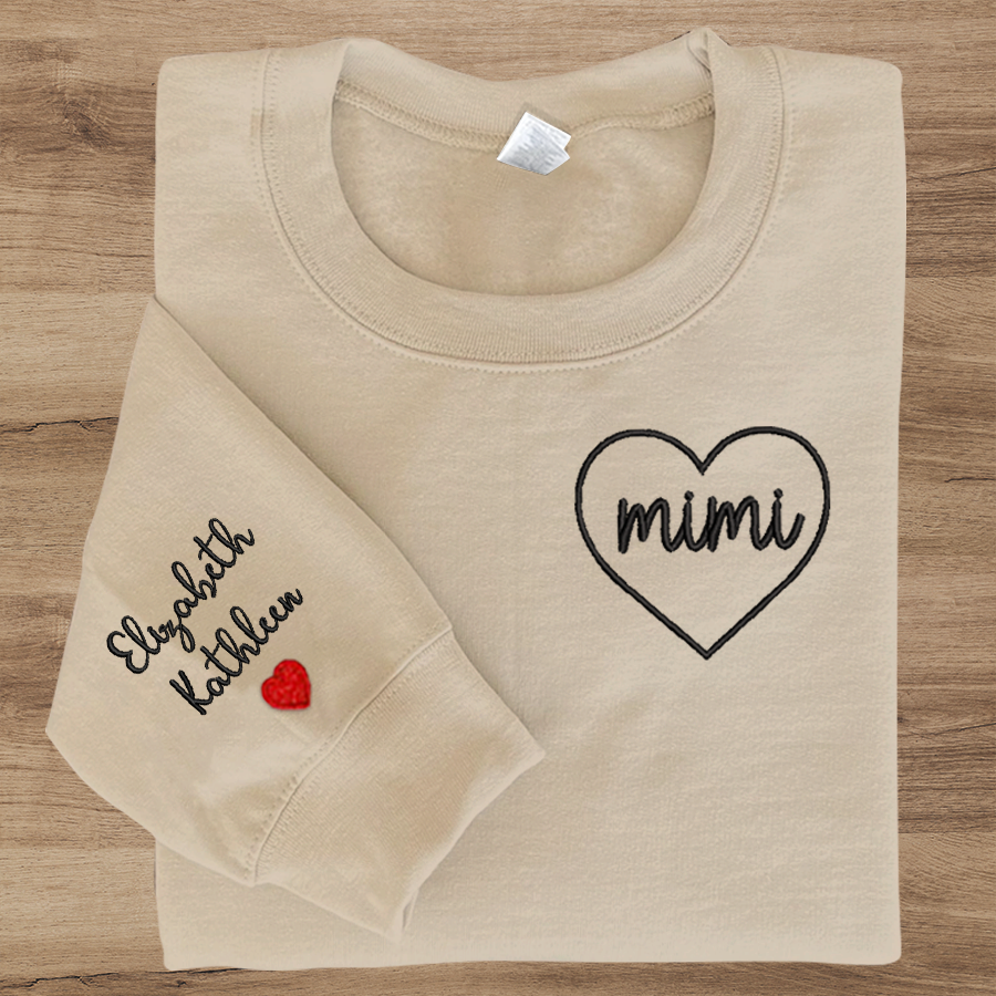 Mimi Embroidered Sweatshirt, Custom Mimi And Kids, Grandma Gift TH Sweatshirt