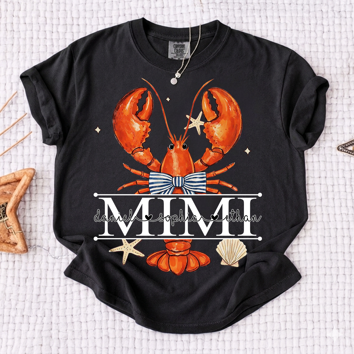 Comfort Colors® Lobster Mimi Shirt for Grandma, Customizable Name Summer T-Shirt, Fun Seafood Design Tee