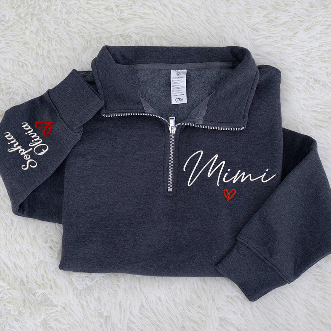 Personalized Hand Embroidered Mimi Sweater, Gift for Grandma and Grandchildren's Names