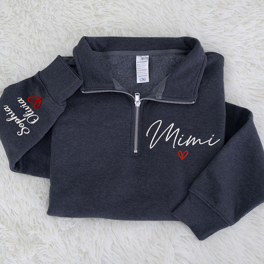 Personalized Hand Embroidered Mimi Sweater, Gift for Grandma and Grandchildren's Names