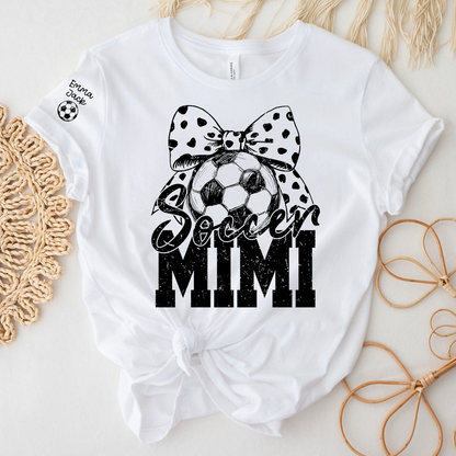 Soccer Mimi Shirt Personalized with Grandkids Names, Soccer Ball Bow Family T Shirt