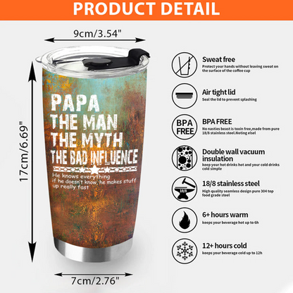 Personalized Water Cups, Custom For Papa And The Kids. Portable Water Cup With Lid
