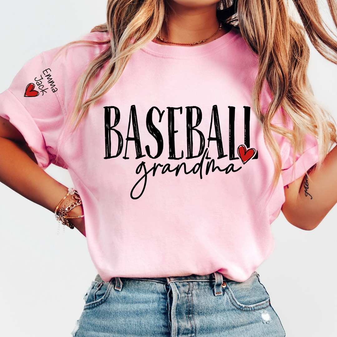 Baseball GrandmaT-Shirt, Custom Name Nana Shirt with Retro Baseball Graphic