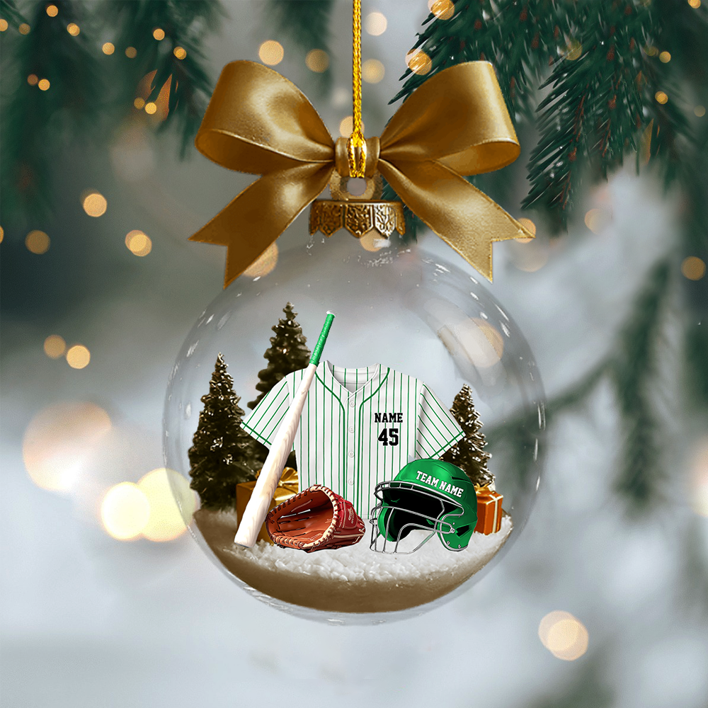 Custom Baseball Christmas Ornament – Personalized Name & Team Jersey Snow Globe Ornament 2025 Ornament
