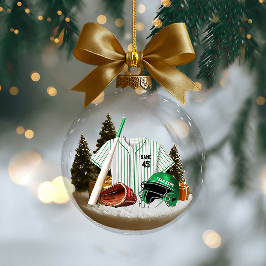 Custom Baseball Christmas Ornament – Personalized Name & Team Jersey Snow Globe Ornament 2025 Ornament