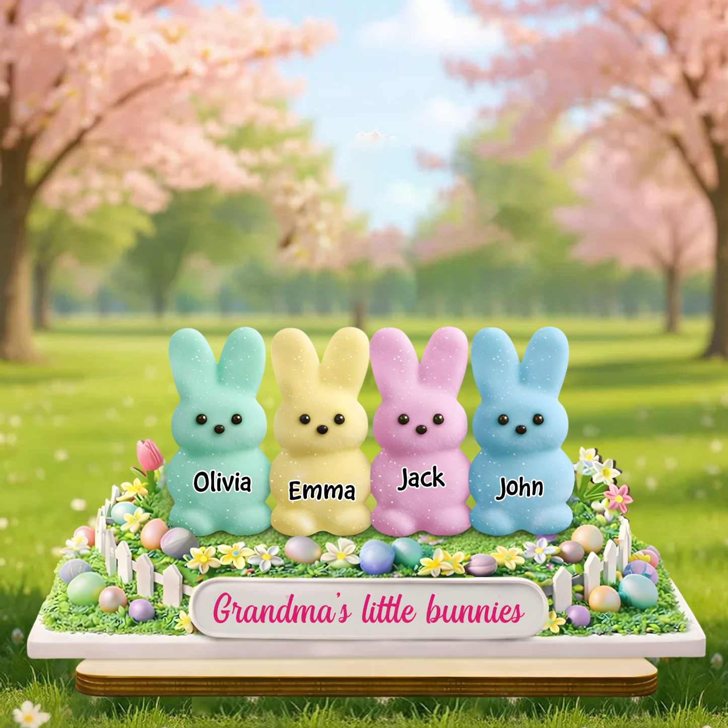 Personalized Easter Bunny Plaque for Grandma - Custom Names of Grandkids, "Grandma's Little Bunnies" Spring Decor
