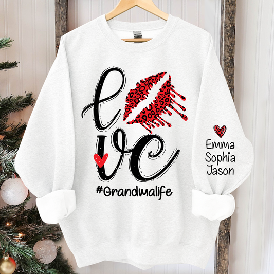 Love Lips Grandma Life Sweatshirt, Custom Grandma And Kids Christmas, Grandma Gift TH Sweatshirt