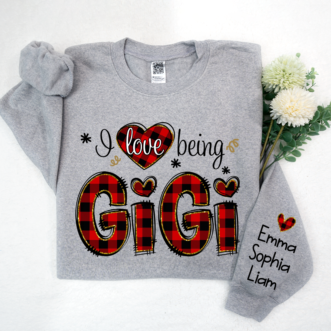 Personalized Love Being Gigi Christmas With Grandkids, Grandma Gift TH Sweatshirt