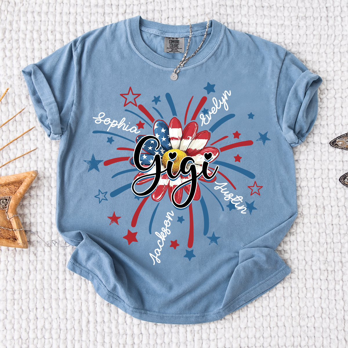 Comfort Colors® 4th of July Mimi T-shirt, A Vibrant American Flag T-shirt, A Gift For Grandma And Her Grandchildren