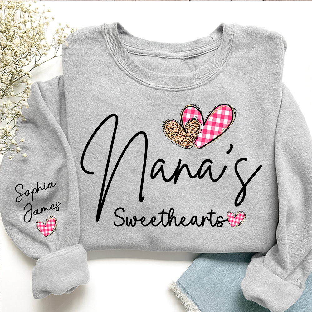Custom Nana’s Sweethearts Sweatshirt, Valentine Gift for Grandma with Names