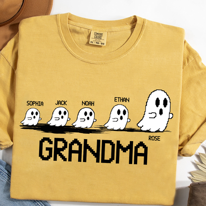 Comfort Colors® Custom Ghost Family T-shirt, Grandma Halloween with Kids Names