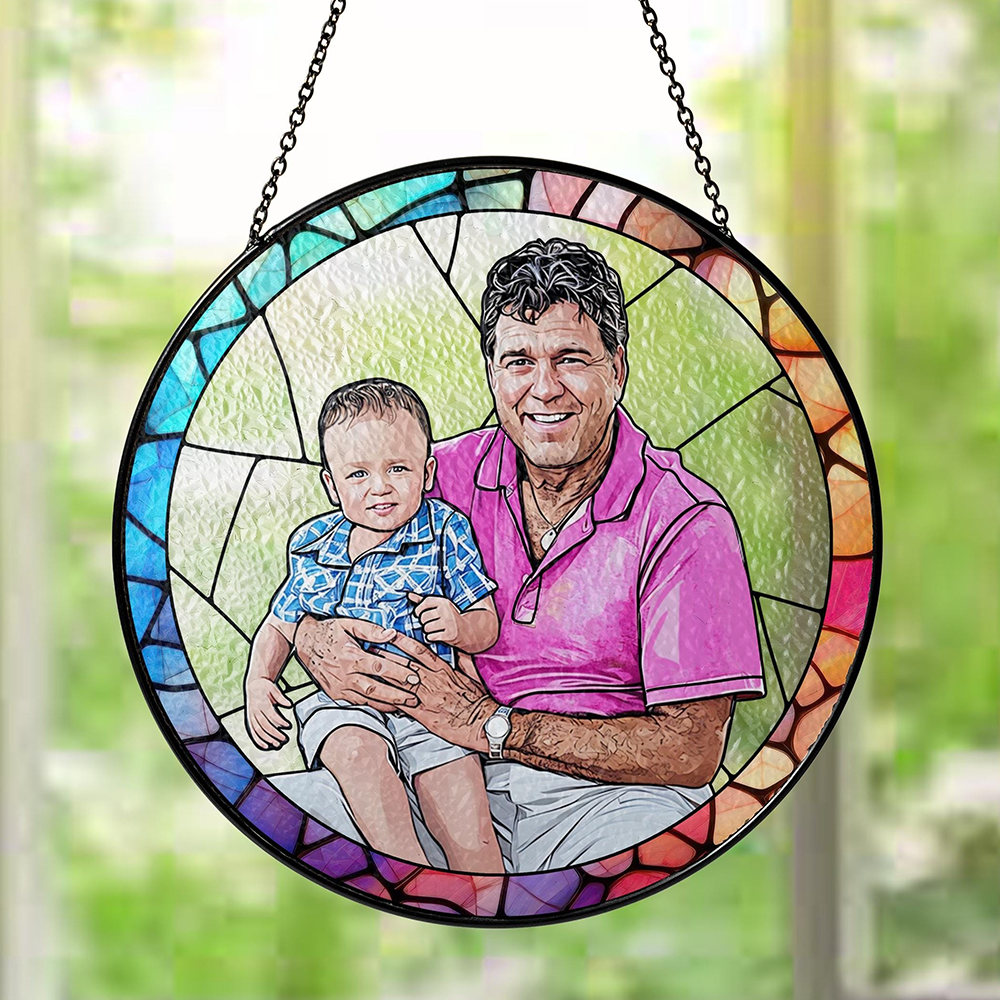 Personalized Mothers Day Gift For Mom, Custom Portrait Stained Glass, Mom Gift From Kids, Photo Glass Art Suncatcher, Mom Birthday Gifts