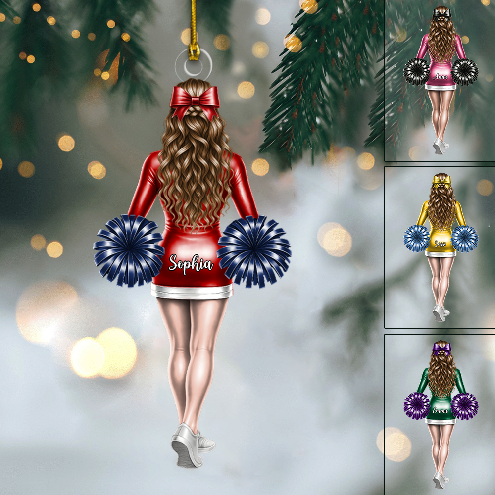 Custom Cheerleader Ornament – Personalized Cheer Team Girl Christmas Keepsake 2025 Ornament