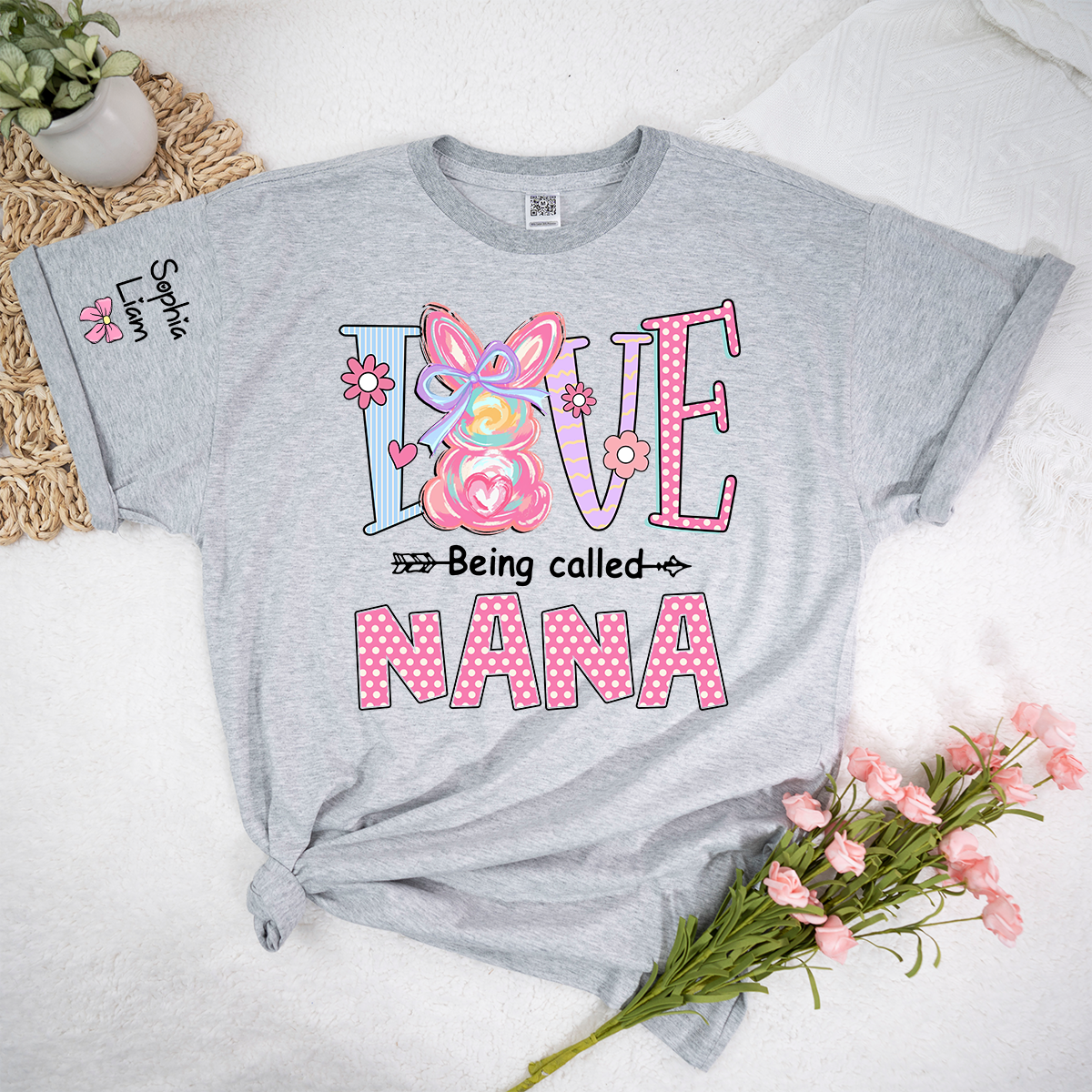 Personalized Nana Bunny Shirt For Easter, Custom Grandma Shirt With Kids Names