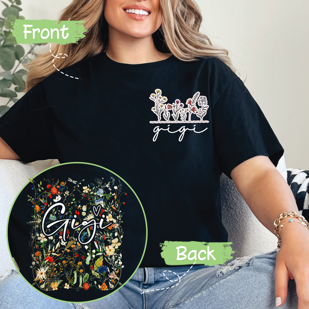 Personalized Gigi Wildflower Trend 2025 T-Shirt, Custom Grandma And Grandkids Shirt