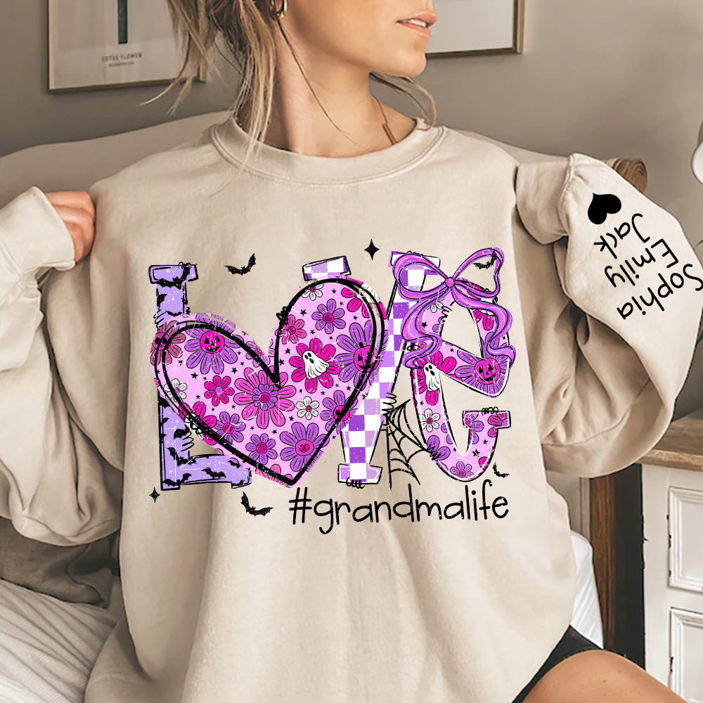 Naughty Halloween Flowers, Personalized Grandma Love Life Pumpkin and Kids