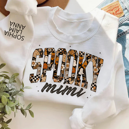 Personalized Spooky Grandma Halloween Sweatshirt, Gift for Mimi And Kids