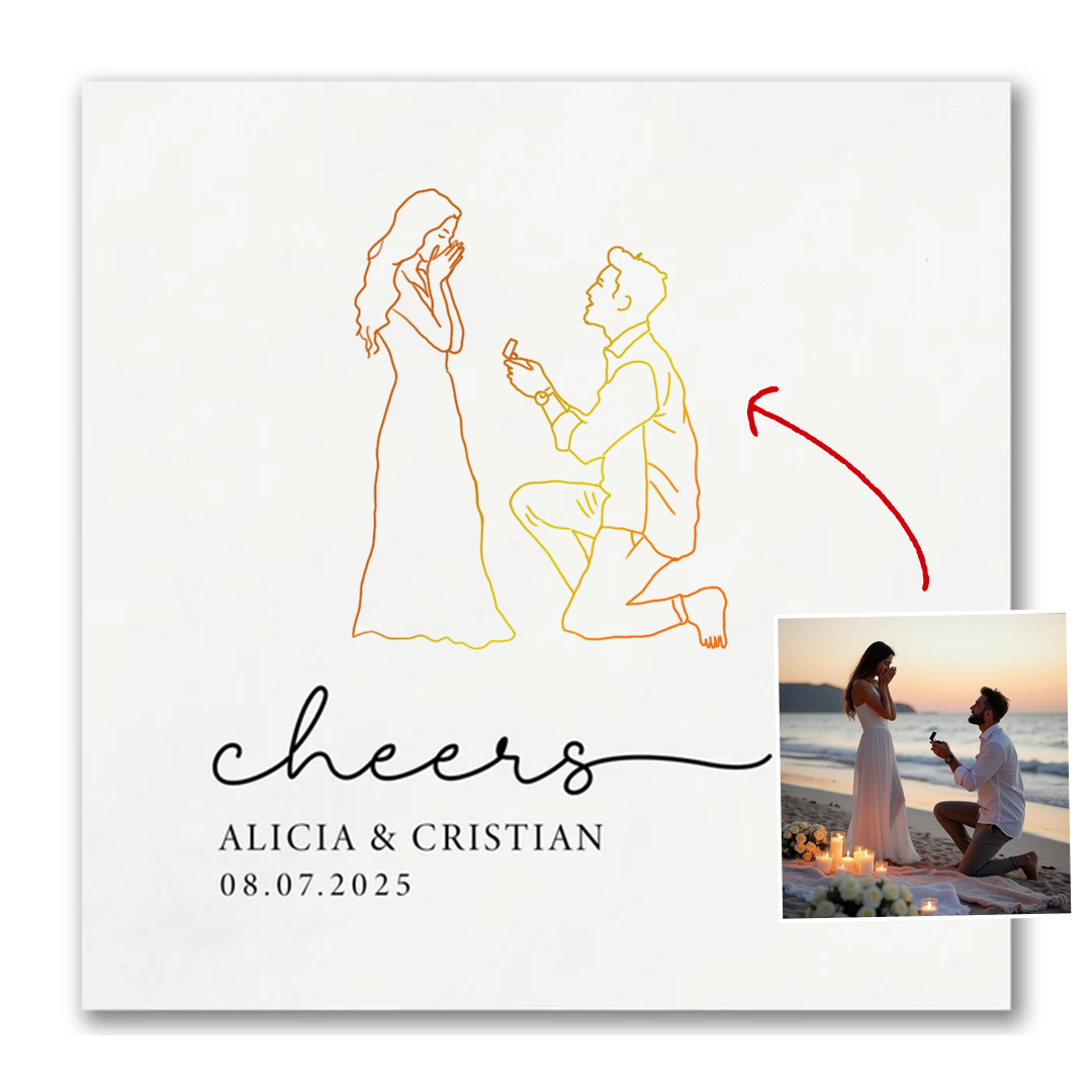 Couple Dinner Napkins for Wedding, Custom Illustrated Wedding Napkins, Custom Napkins, Wedding Napkins, Engagement Napkins