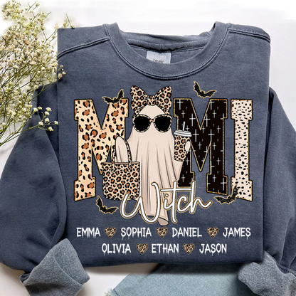 Custom Ghost Sweatshirt for Grandma, Halloween Witch Mimi Boo 2025
