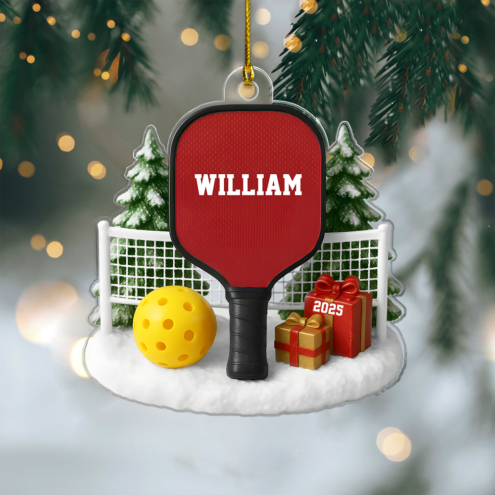 Personalized Pickleball Ornament 2025 – Custom Name Christmas Ornament for Pickleball Player, Unique Sports Gift Ornament