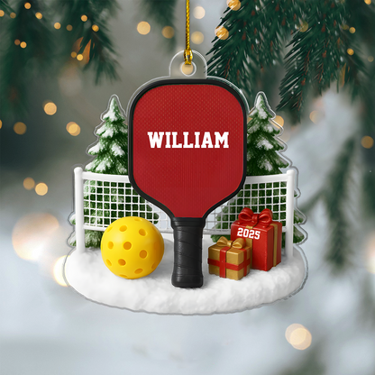 Personalized Pickleball Ornament 2025 – Custom Name Christmas Ornament for Pickleball Player, Unique Sports Gift Ornament
