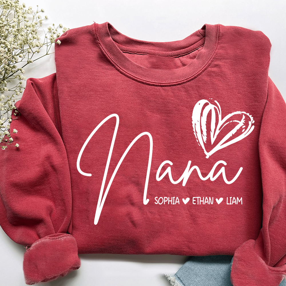 Personalized Nana Heart Sweatshirt Nana Heart, For Gift Grandma And Kids