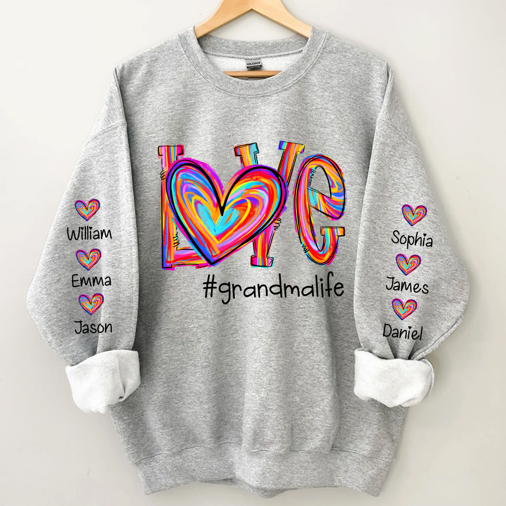 Love Color Grandma Life With Kids, Gift For Grandma TH Sweatshirt