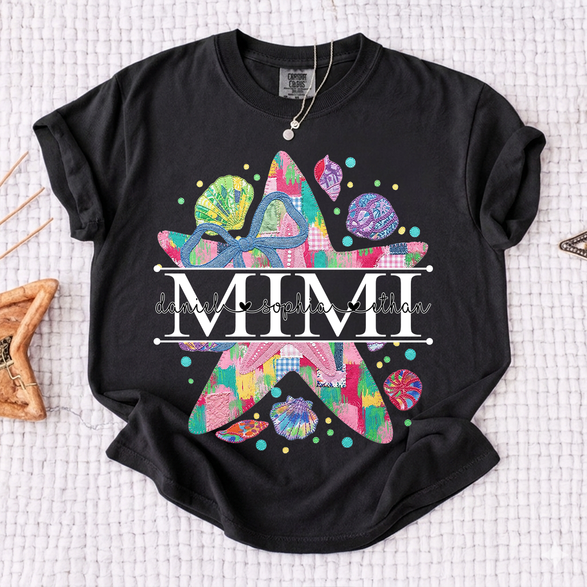 Comfort Colors® Custom Mimi Starfish Shirt, Colorful Beach Vacation Grandma Gift