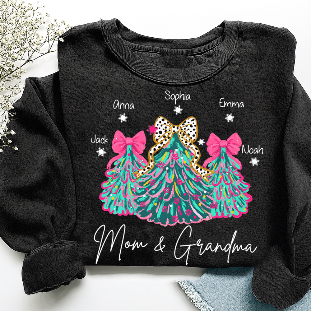 Personalized Mom & Grandma Tree Christmas Sweatshirt, Customized Gifts for Grandma and Kids