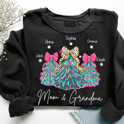 Personalized Mom & Grandma Tree Christmas Sweatshirt, Customized Gifts for Grandma and Kids