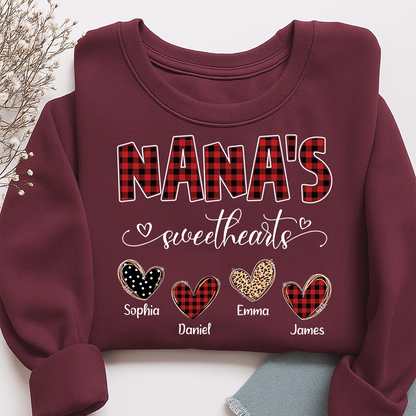 Nana’s Sweethearts Personalized Sweatshirt, Custom Grandma Sweatshirt With Grandchildren Names