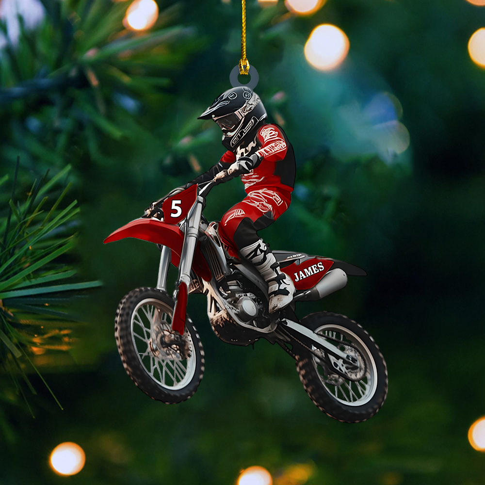 Personalized Motocross Ornament 2025 – Custom Dirt Bike Ornament with Name, Christmas Gift for Moto Riders Ornament