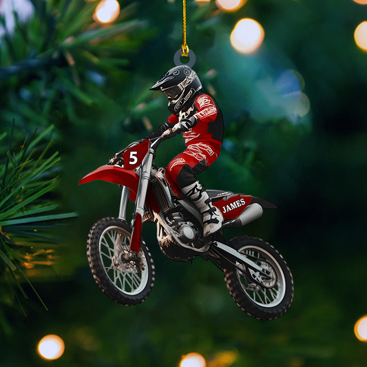 Personalized Motocross Ornament 2025 – Custom Dirt Bike Ornament with Name, Christmas Gift for Moto Riders Ornament