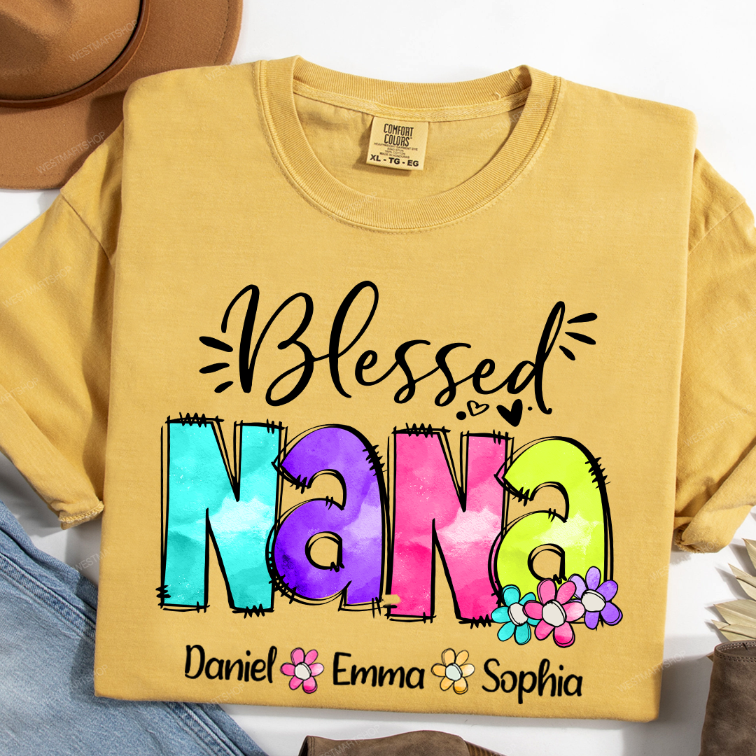 Comfort Colors® Blessed Nana Watercolor T-Shirt, Gift For Grandma T-Shirt