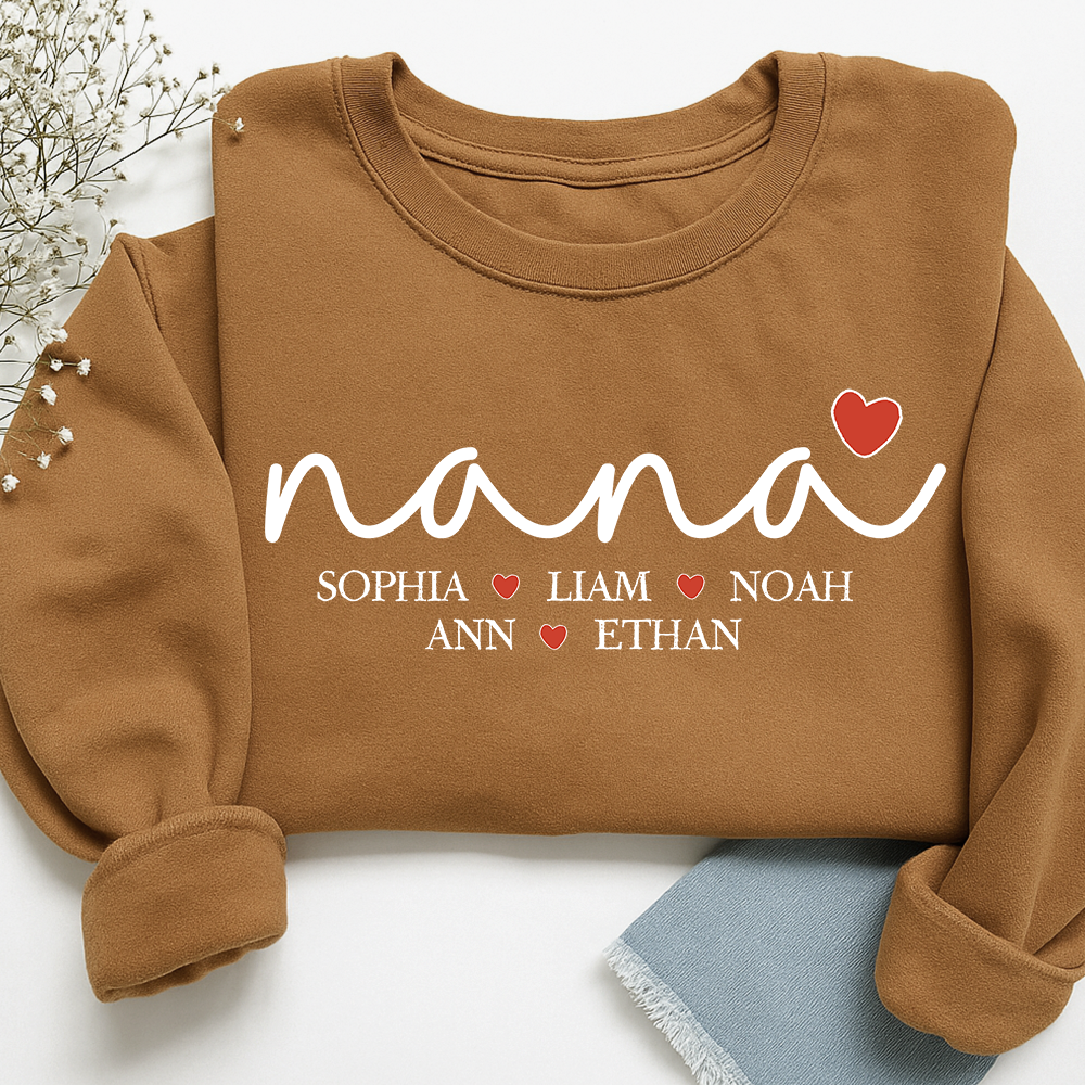 Custom Nana Heart Sweatshirt, Gift for Grandma And Kids