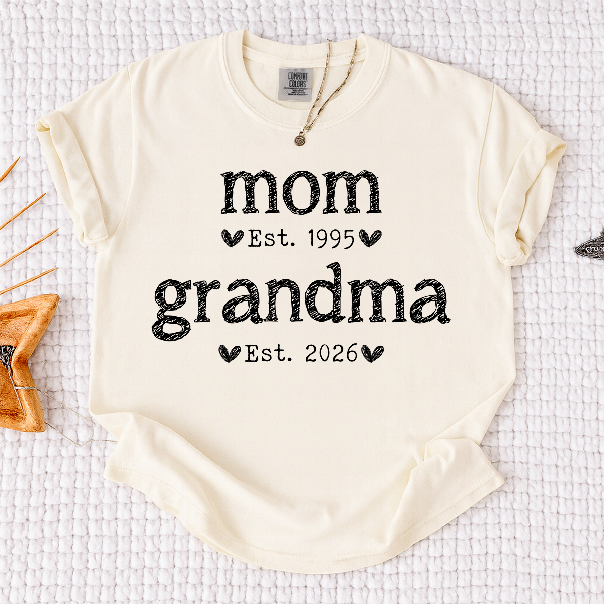 Comfort Colors Personalized Mom Est Grandma Est Shirt, Custom Family T Shirt, Idea Gift for Mother's Day, Birthday