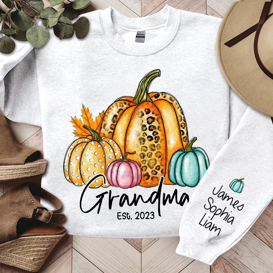 Fall Autumn Sweatshirt, Grandma Est With Grandkids Autumn, Grandma Gift TH