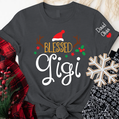 Blessed Gigi Christmas And Grandkids T-Shirt