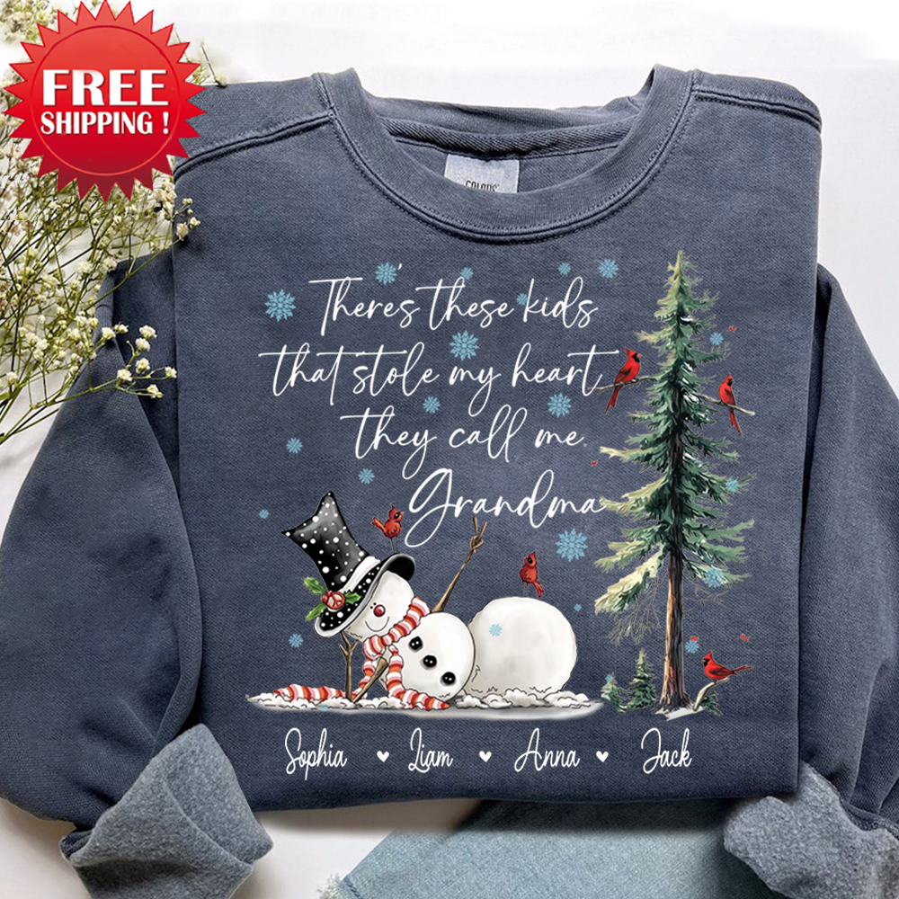 They Call Me Grandma, They Stole My Heart Sweatshirt – Personalized Gift for Grandmother, Cute Holiday Outfit for Christmas