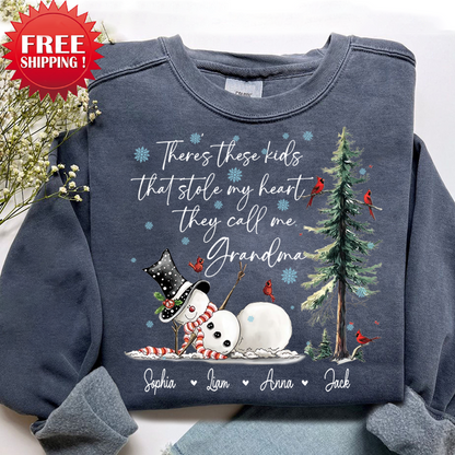 They Call Me Grandma, They Stole My Heart Sweatshirt – Personalized Gift for Grandmother, Cute Holiday Outfit for Christmas
