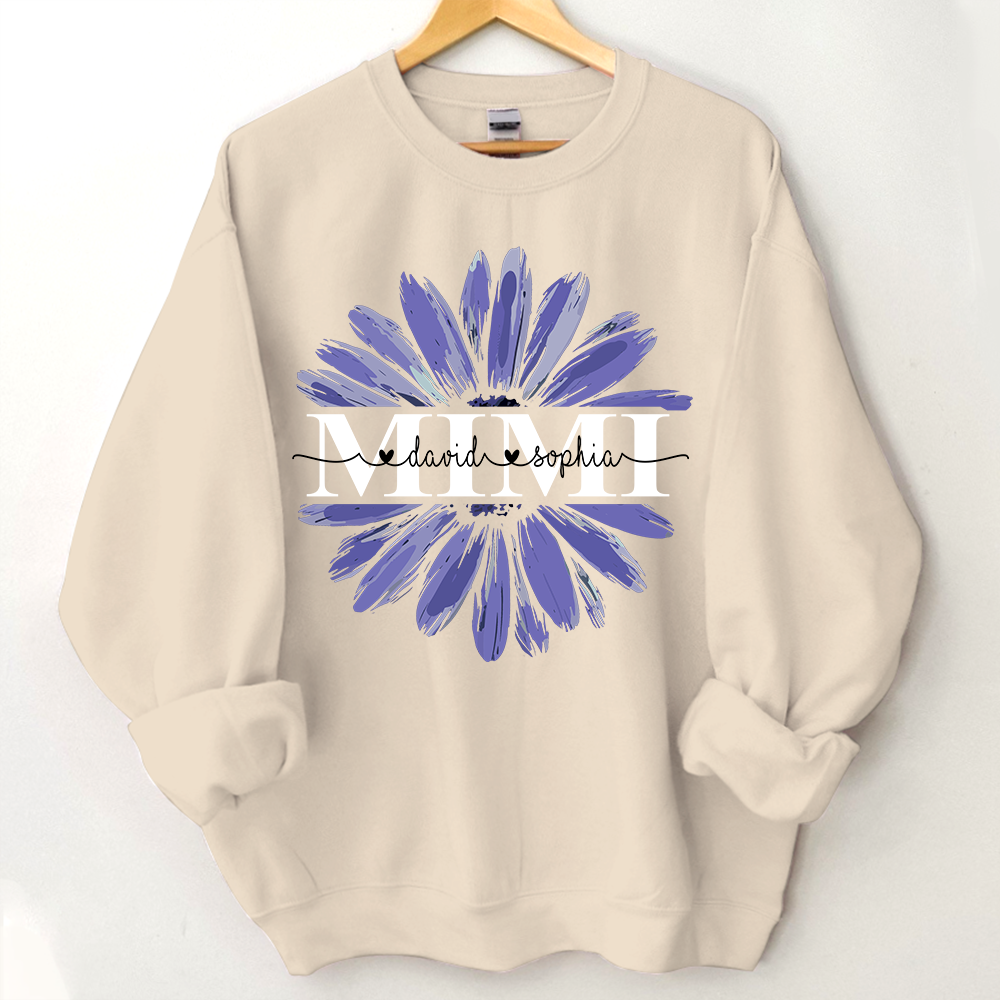Mimi Purple Daisy Flower With Grandkids Sweatshirt