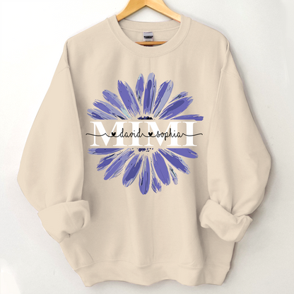 Mimi Purple Daisy Flower With Grandkids Sweatshirt