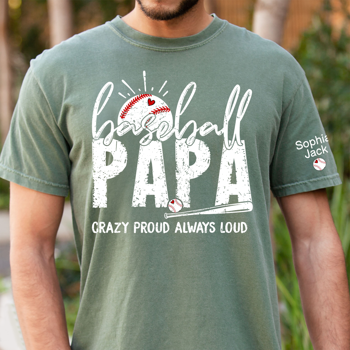 Personalized Baseball PAPA T Shirt, Custom Family Shirt, Crazy Proud Always Loud Design, Perfect for Baseball Fans