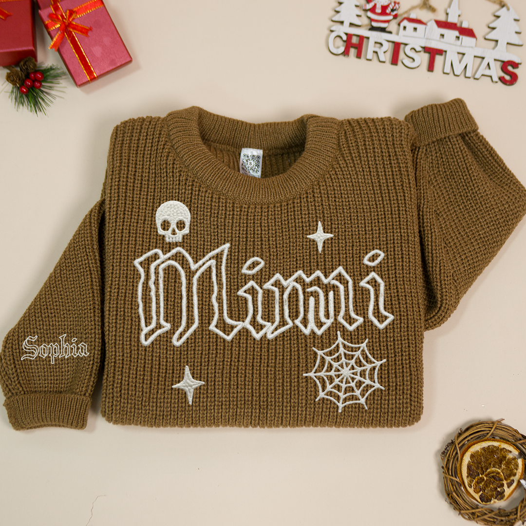 Custom Mimi Knit Sweater – Personalized Halloween Gift for Grandma