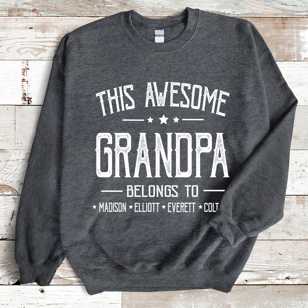 This Awesome Grandpa Belongs To Grandkids Name Father's Day Sweatshirt