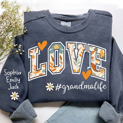 Customized Fall Grandma Life Pumpkin Sweatshirt, Personalized for Grandma And Kids