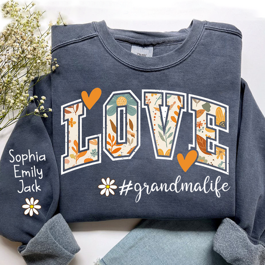 Customized Fall Grandma Life Pumpkin Sweatshirt, Personalized for Grandma And Kids