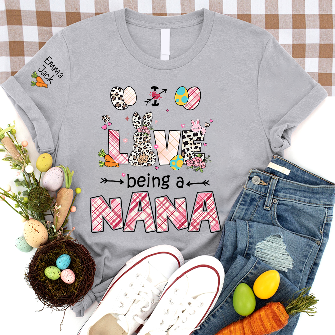 Easter Nana Shirt Love Being a Nana, Cute Bunny Spring Family Tee