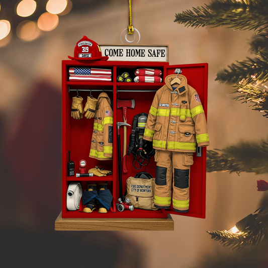 Personalized Firefighter Gear Locker Ornament – Custom Name & Unit Christmas Decoration, Meaningful Holiday Gift for Firefighters Ornament