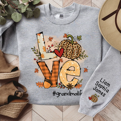 Love Grandma Life Pumpkin Fall Autumn, Custom Grandma And Grandkids, Grandma Gift, Autumn Gift TH Sweatshirt